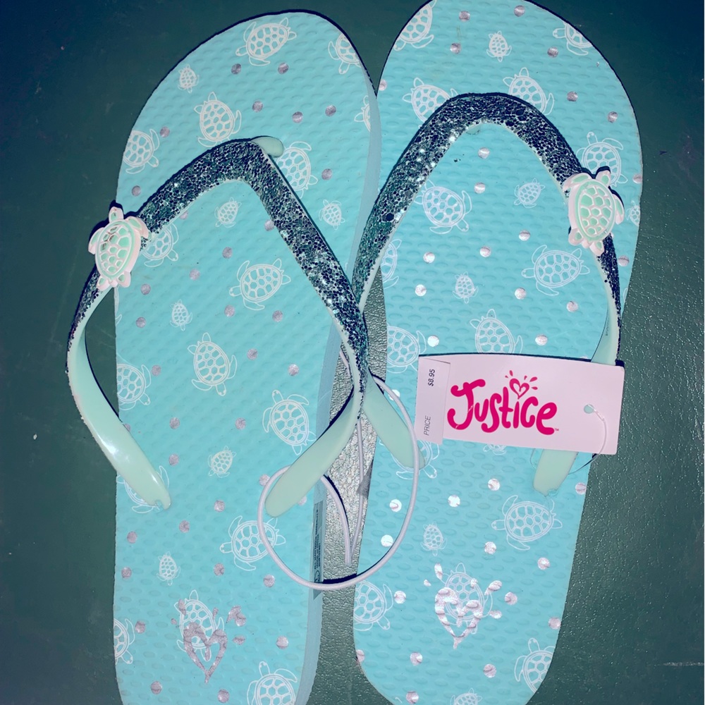 Justice flip flops with turtles
